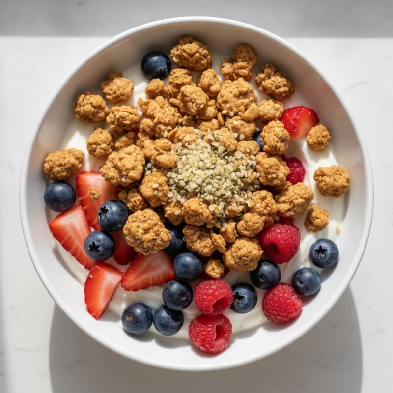 Creamy Greek Yogurt Parfait with Mixed Berries and Protein Granola