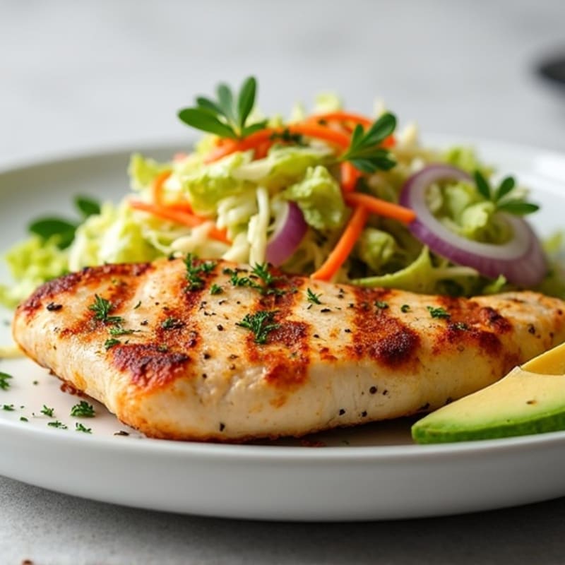 Grilled Chicken Breast with Crunchy Cabbage Slaw