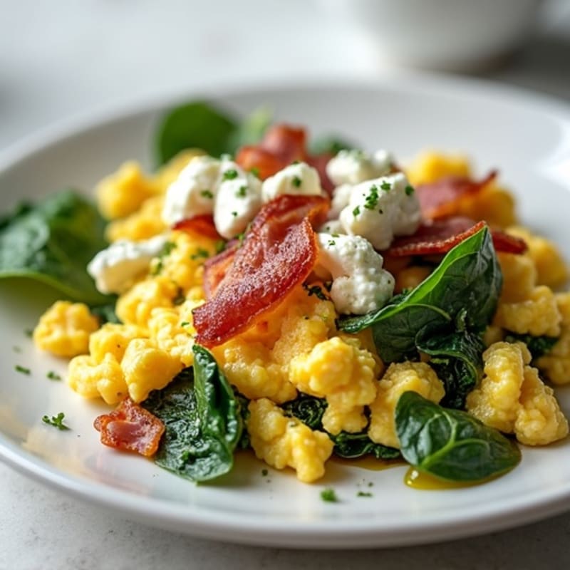 Egg White and Spinach Scramble with Turkey Bacon