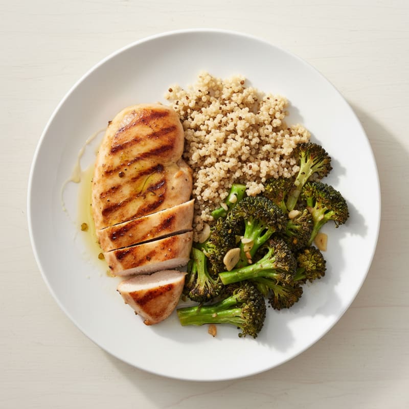 Grilled Chicken Breast with Roasted Broccoli and Quinoa