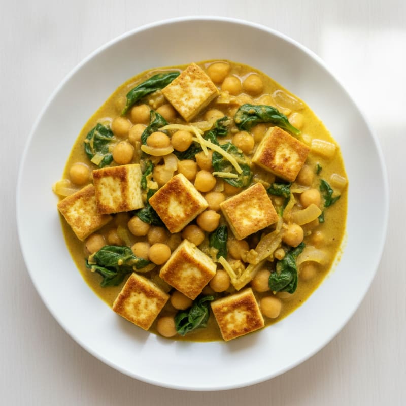 Tofu and Chickpea Curry with Coconut Milk