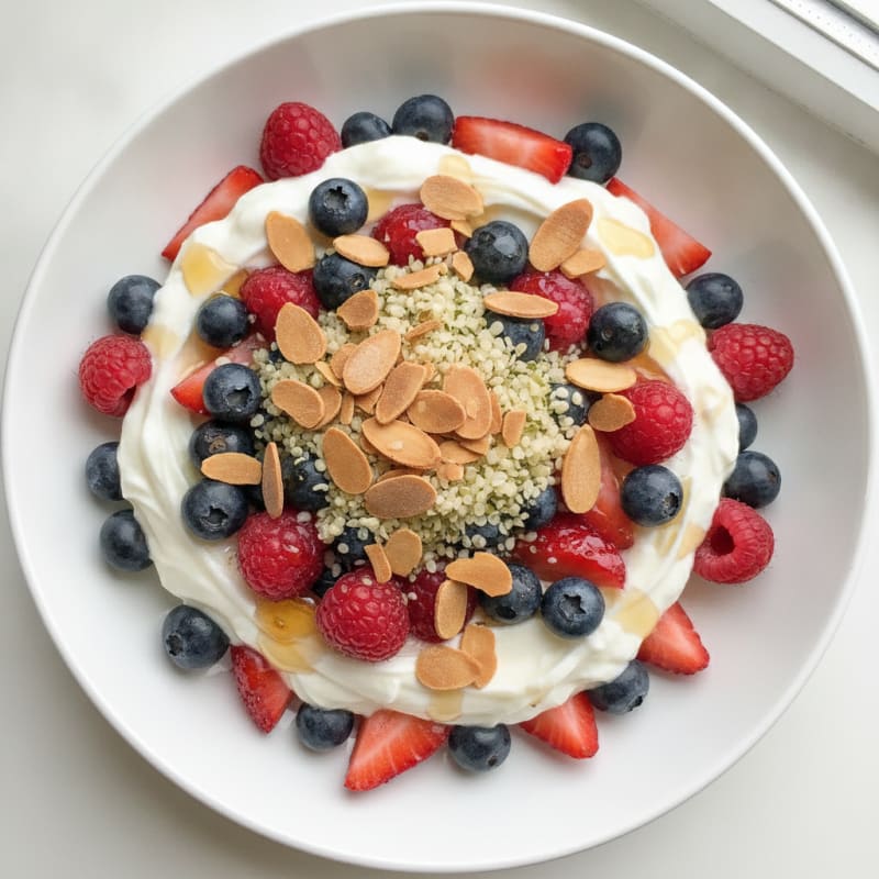 Silky Protein Yogurt Parfait with Mixed Berries