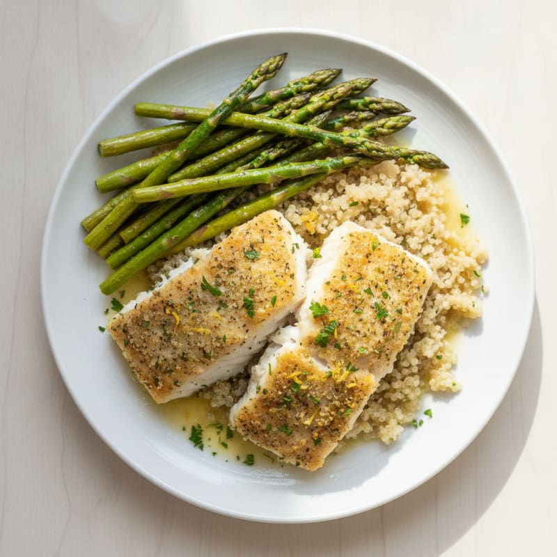 Lemon Herb Baked Cod with Roasted Asparagus