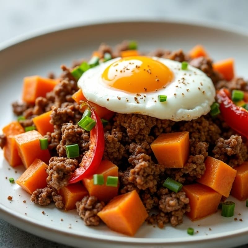 Hearty Ground Beef and Sweet Potato Hash