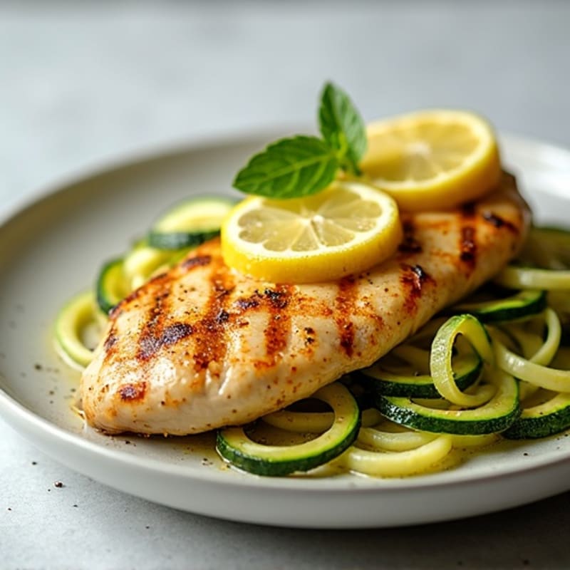 Grilled Lemon Chicken Breast with Zucchini Noodles