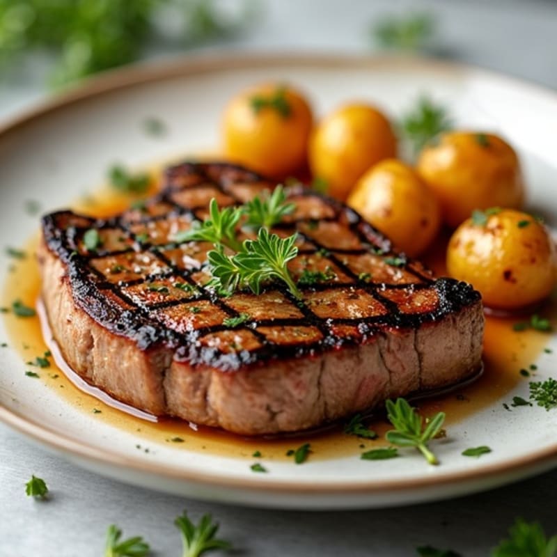 Herb-Garlic Butter Seared Steak with Roasted Baby Potatoes