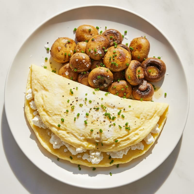 Fluffy Omelet with Sautéed Mushrooms