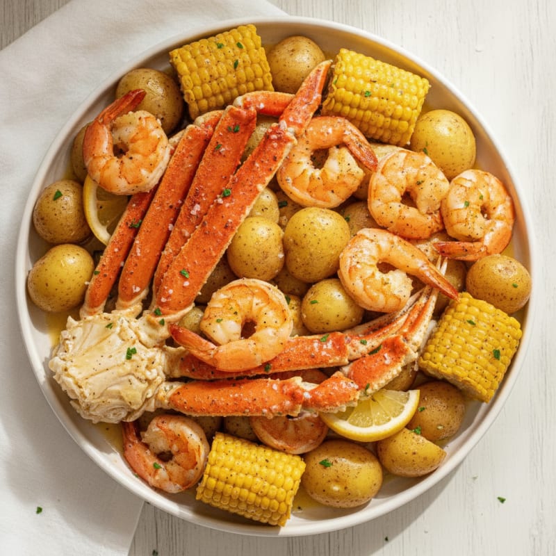 Garlic Butter Snow Crab and Shrimp Boil