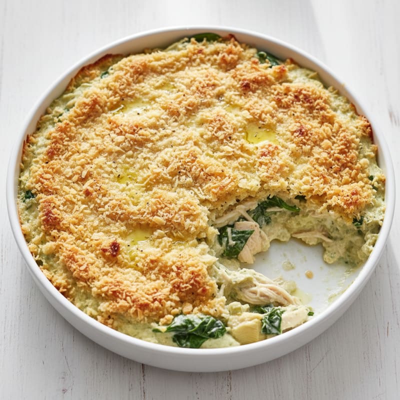 Creamy Spinach Artichoke Dip with Golden Crust