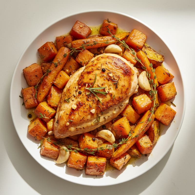 Tender Herb-Roasted Chicken and Root Vegetables