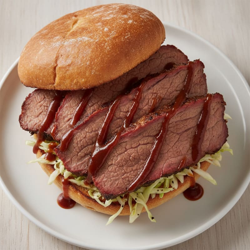Smoky Brisket Sandwich with BBQ Sauce