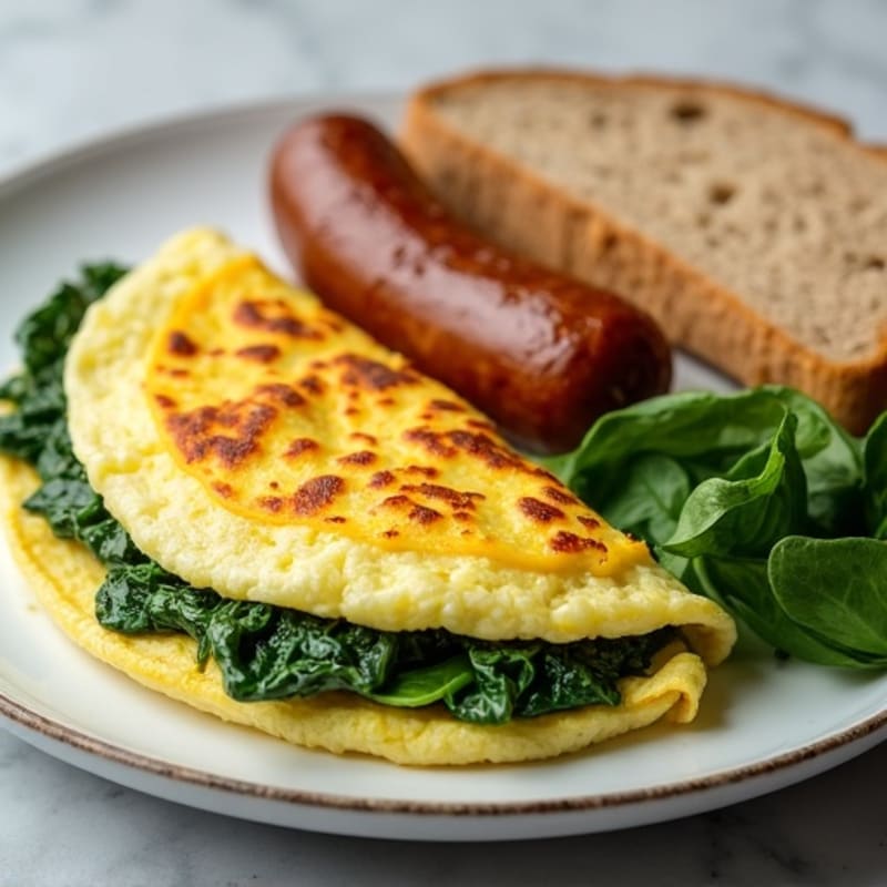Egg White Spinach Omelette with Turkey Sausage