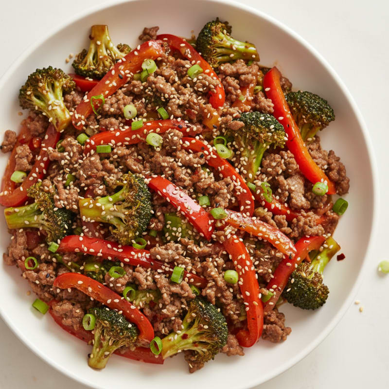 Korean Ground Beef and Vegetable Stir-Fry