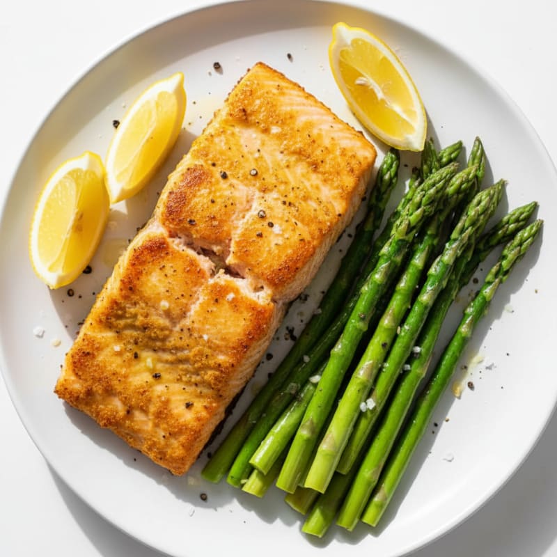 Golden Pan-Seared Salmon with Zesty Asparagus