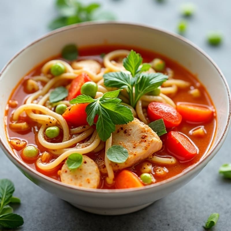 Hearty Spicy Sriracha Chicken Noodle Soup