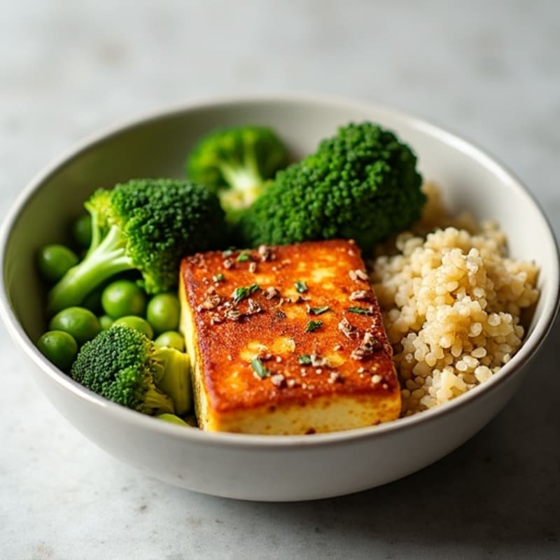 Crispy Baked Tofu with Roasted Broccoli and Quinoa