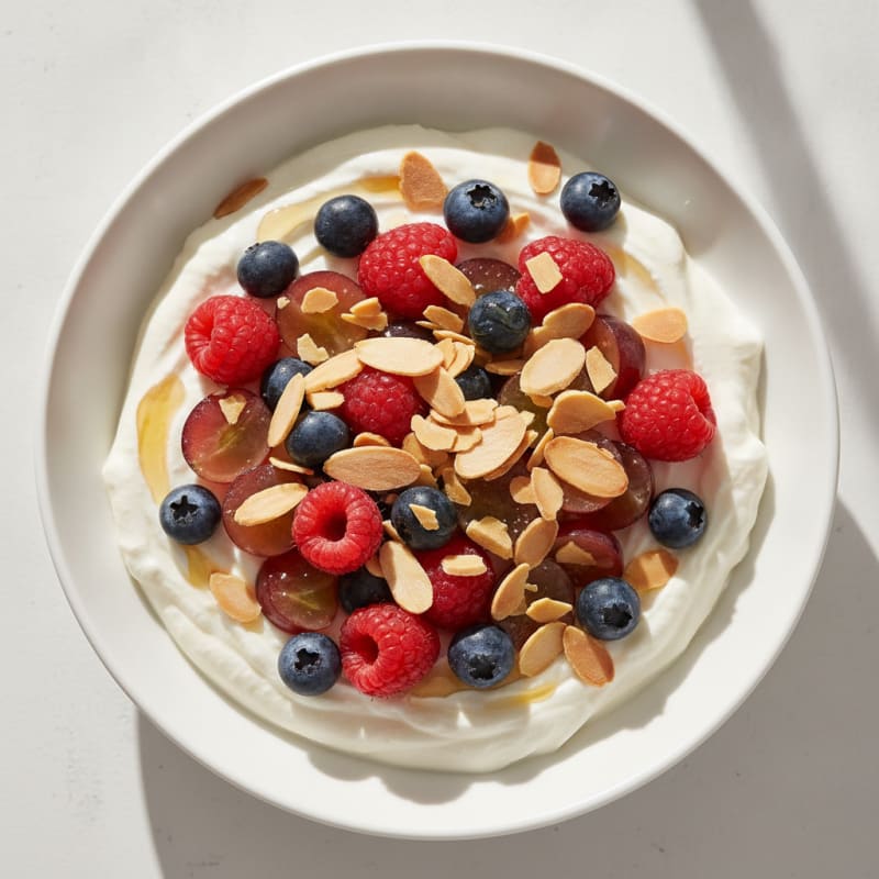 Greek Yogurt Protein Bowl with Mixed Berries and Almonds