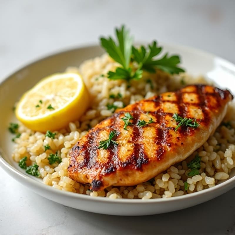 Fresh Herb and Lemon Rice Pilaf with Grilled Chicken