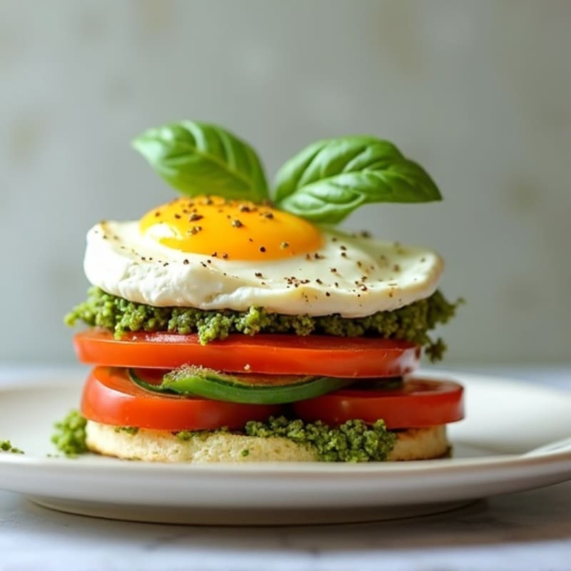 Fresh Basil Pesto Mozzarella Tomato Stack
