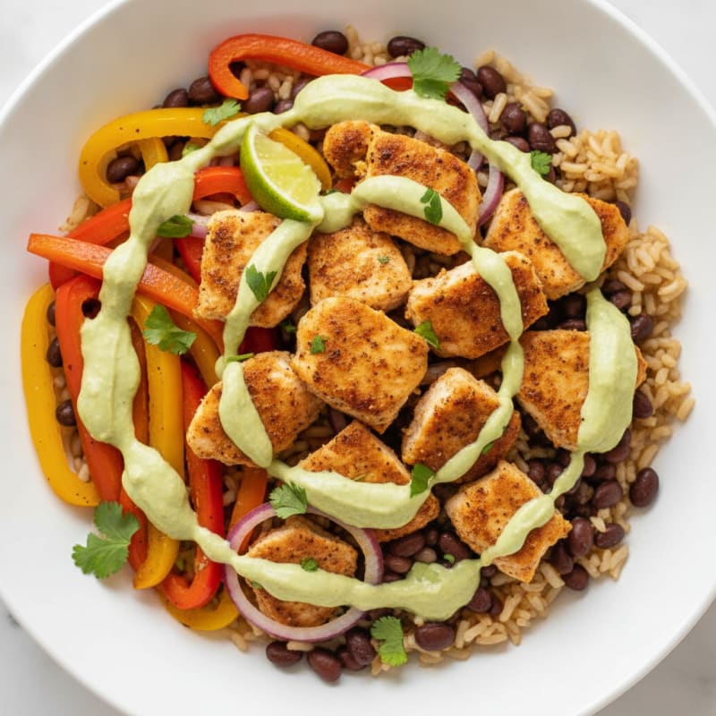 Chicken Taco Bowl with Avocado Crema