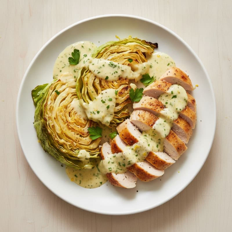 Roasted Cabbage Wedges with Lemon-Herb Dressing