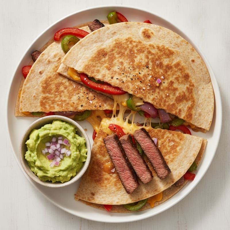 Pan-Seared Steak Quesadillas with Peppers