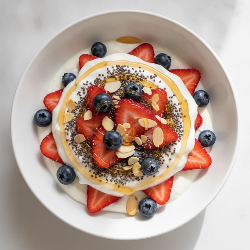 Greek Yogurt Parfait with Fresh Berries and Chia Seeds