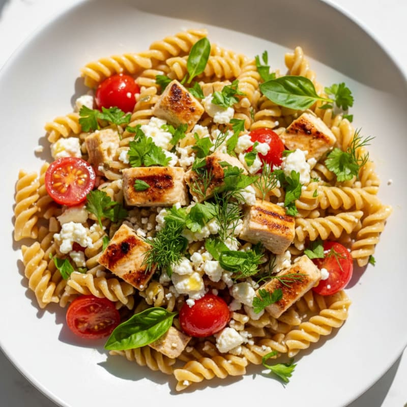 Chicken Breast and Cheese Pasta Salad with Fresh Herbs