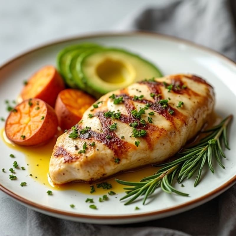 Herb-Roasted Chicken with Tender Sweet Potato and Creamy Avocado