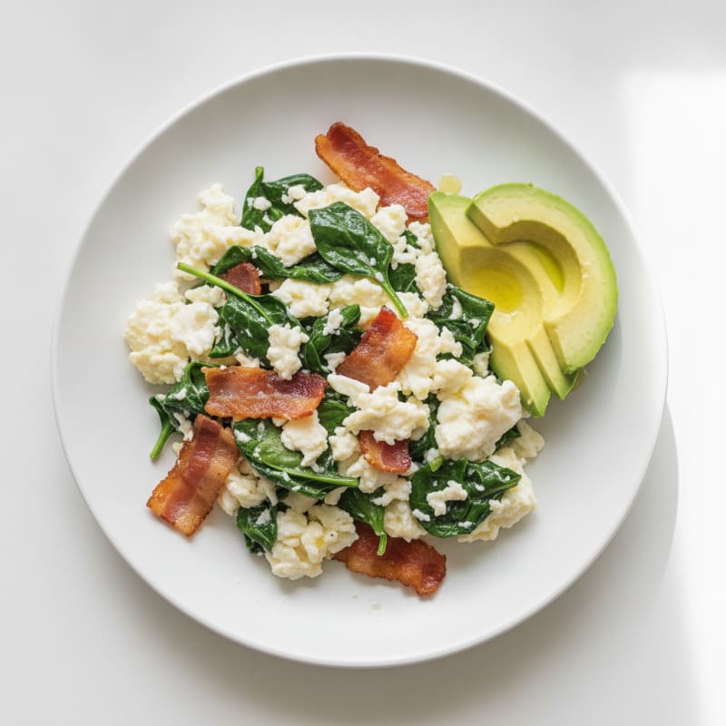 Scrambled Egg Whites with Spinach and Turkey Bacon