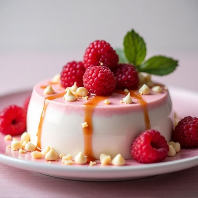 Greek Yogurt Raspberry Mousse with White Chocolate Drizzle
