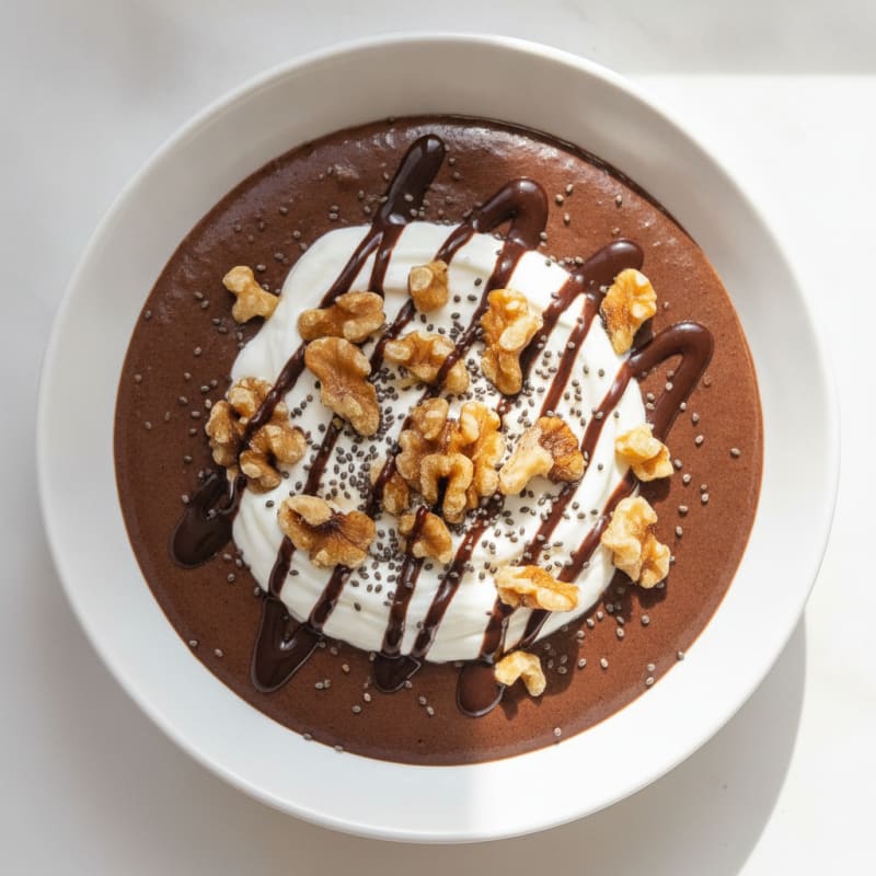 Silky Chocolate Protein Pudding with Toasted Walnuts