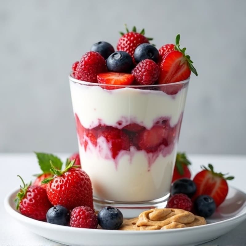 Greek Yogurt Protein Parfait with Mixed Berries and Almond Butter