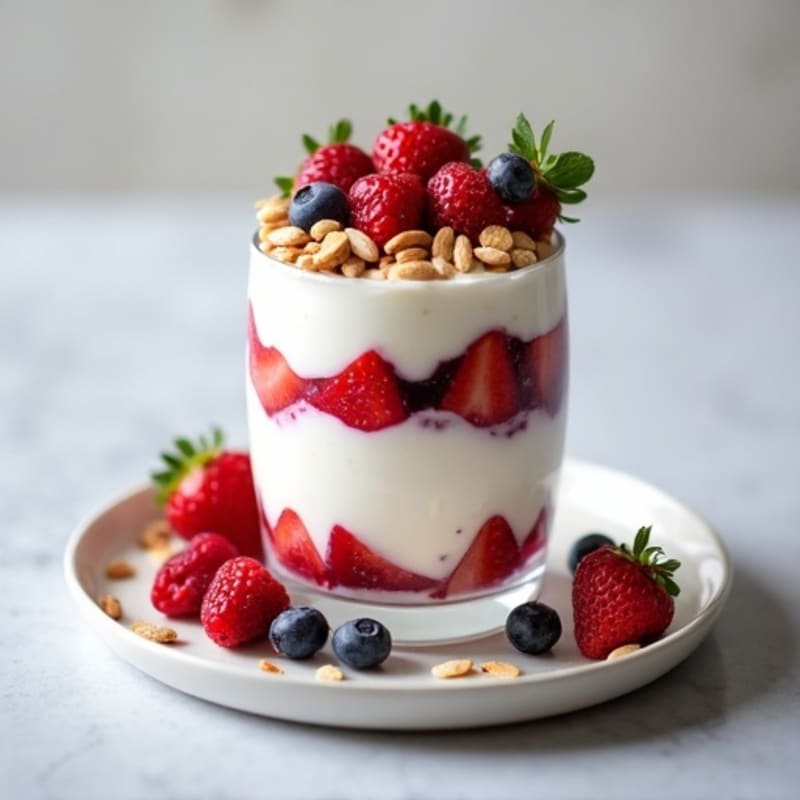 Greek Yogurt Protein Parfait with Mixed Berries and Almonds