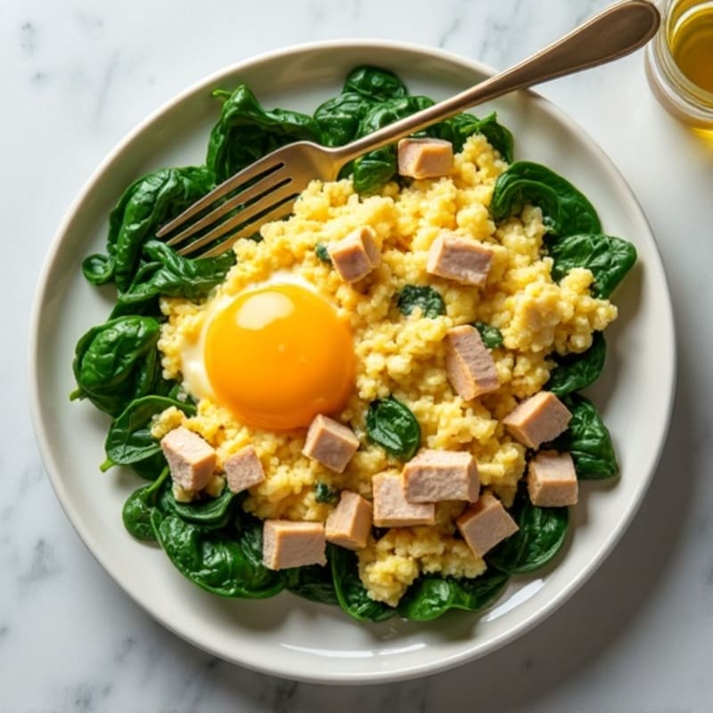 Cottage Cheese Egg Scramble with Spinach and Turkey