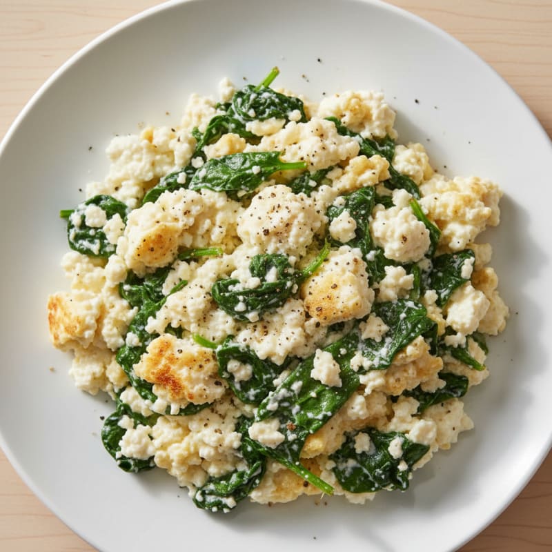 Egg White and Cottage Cheese Scramble with Spinach