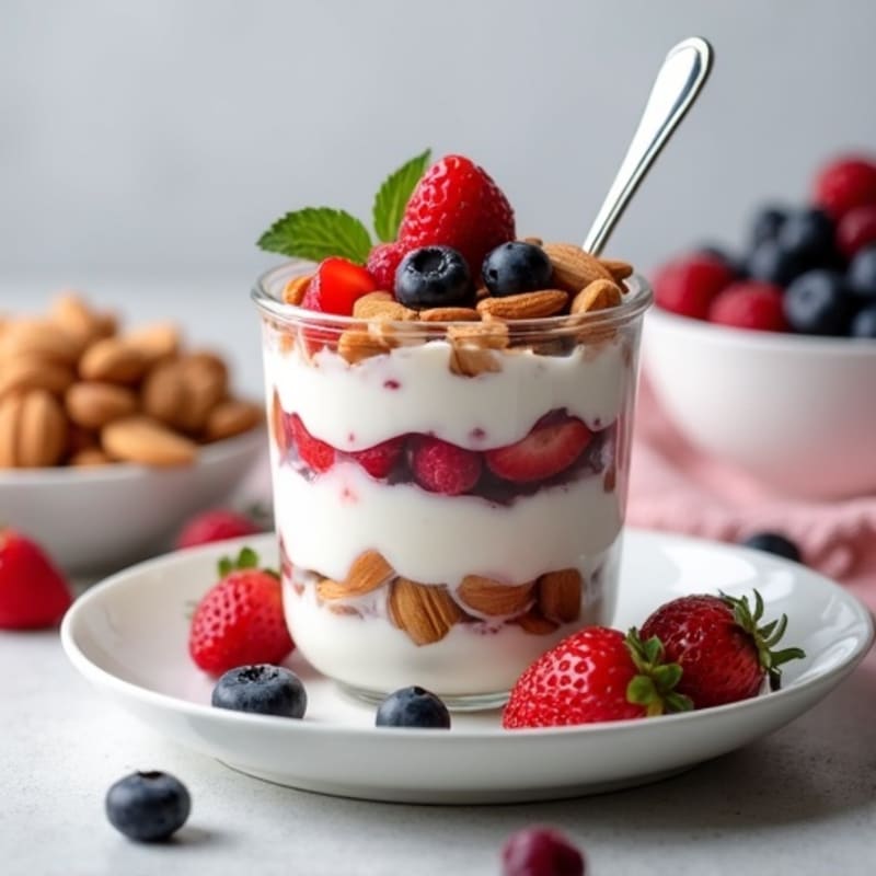 Greek Yogurt Protein Parfait with Berries and Almonds