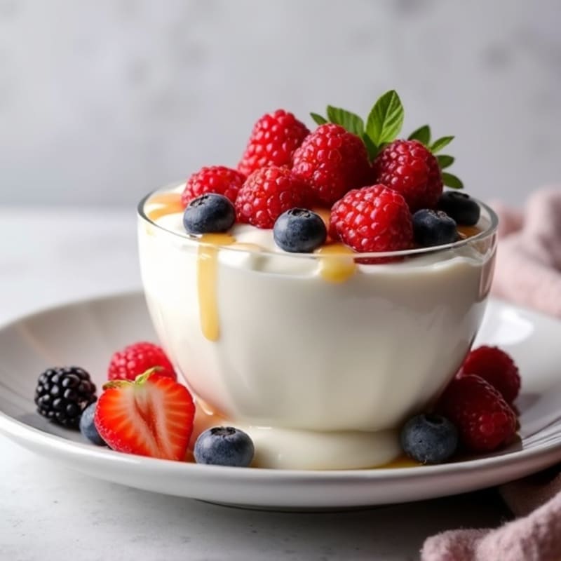 Silky Greek Yogurt with Mixed Berries and Protein Powder