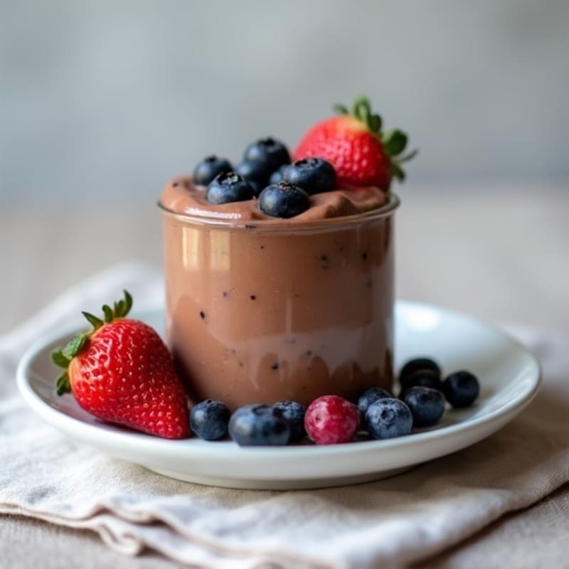 Silky Chocolate Protein Pudding with Berries