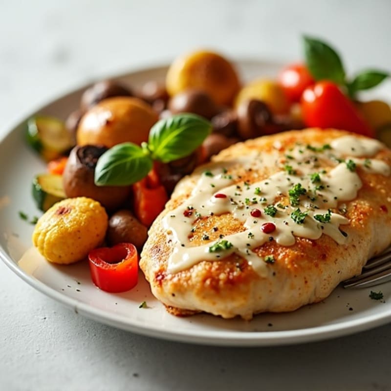 Creamy Spiced Chicken with Roasted Vegetables
