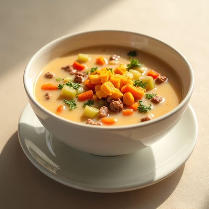 Healthy Creamy Cheeseburger Soup
