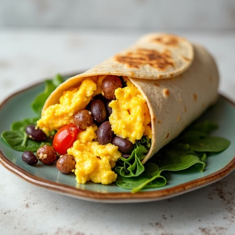 Hearty Scrambled Egg and Black Bean Breakfast Burrito
