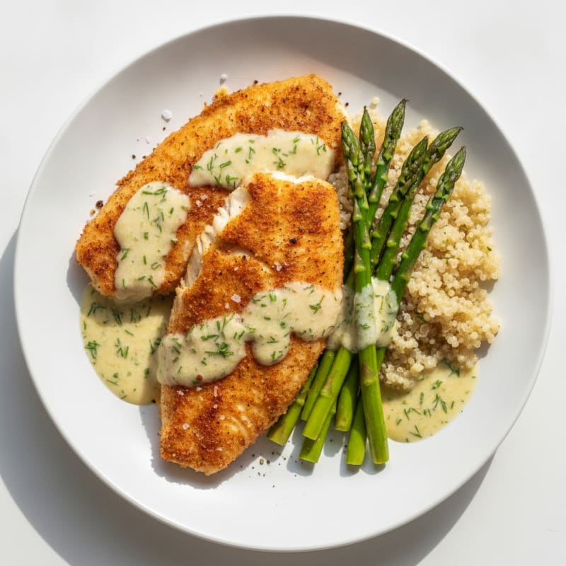 Air-Fried Tilapia with Lemon-Dill Sauce