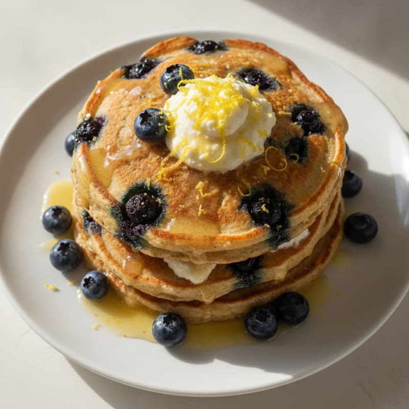 Blueberry Ricotta Pancakes with Lemon Zest