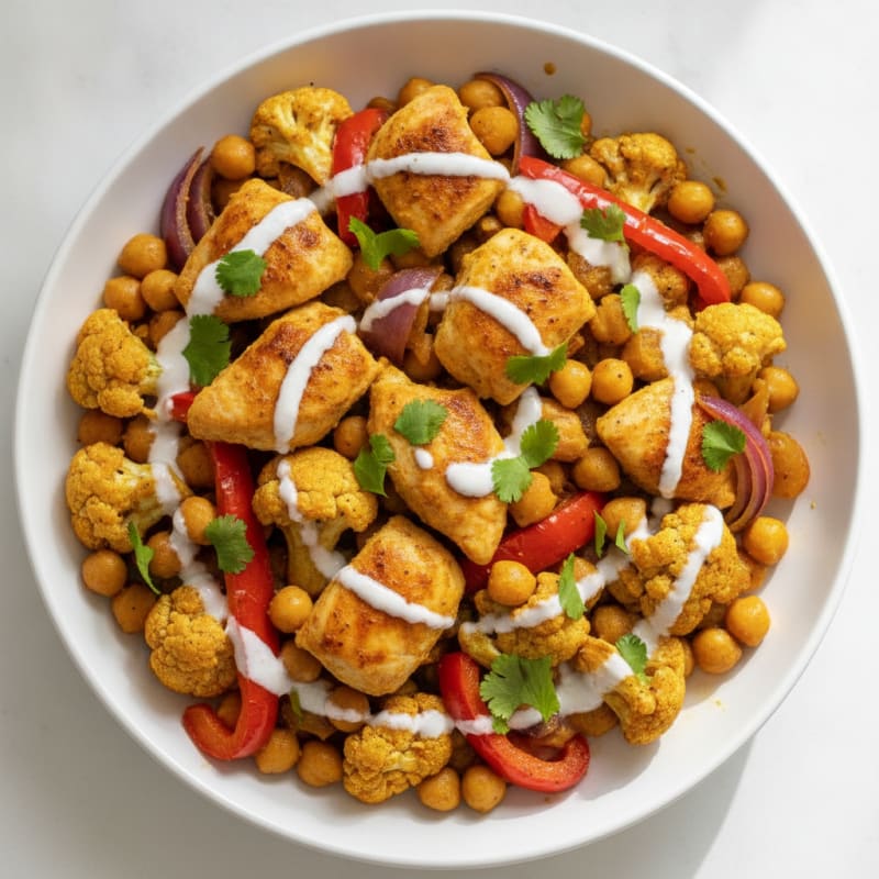Curried Chicken and Roasted Vegetable Bowl