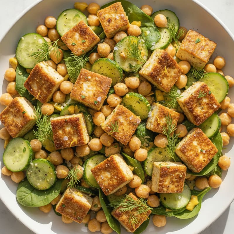 Lemon-Herb Chickpea Tofu Salad