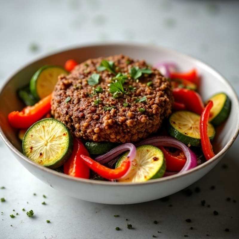 Crispy Ground Beef and Roasted Vegetable Bowl