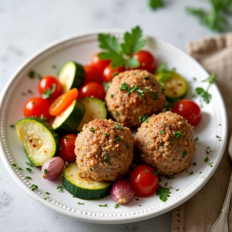 Herb-Seasoned Turkey Meatballs with Roasted Vegetables