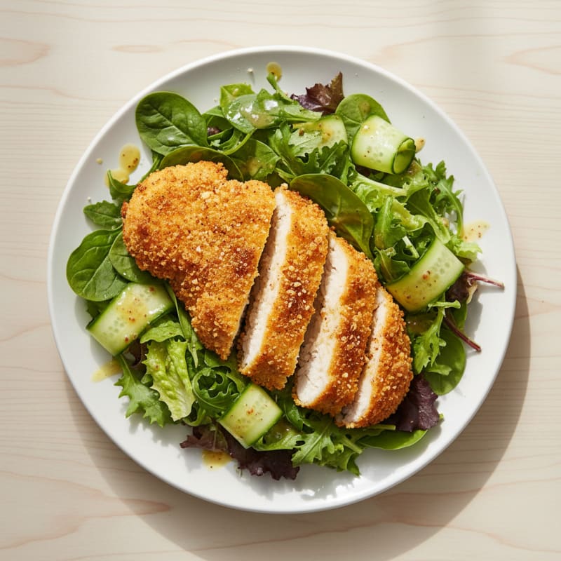 Crispy Chicken Breast with Mixed Greens Salad