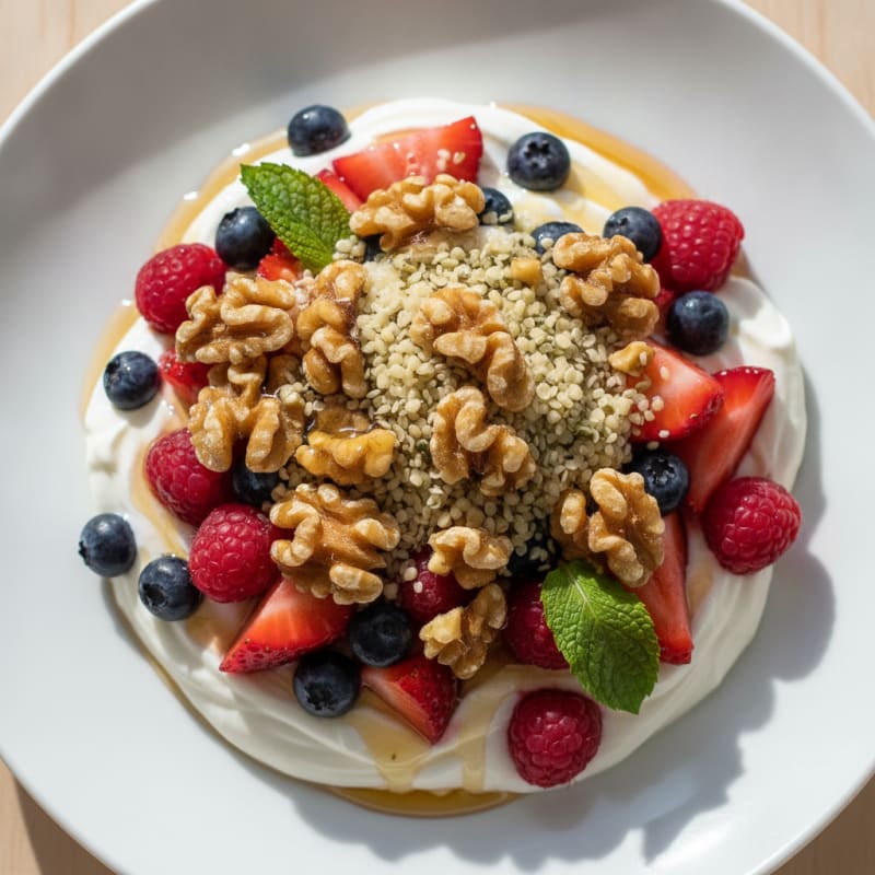 Greek Yogurt Protein Parfait with Mixed Berries